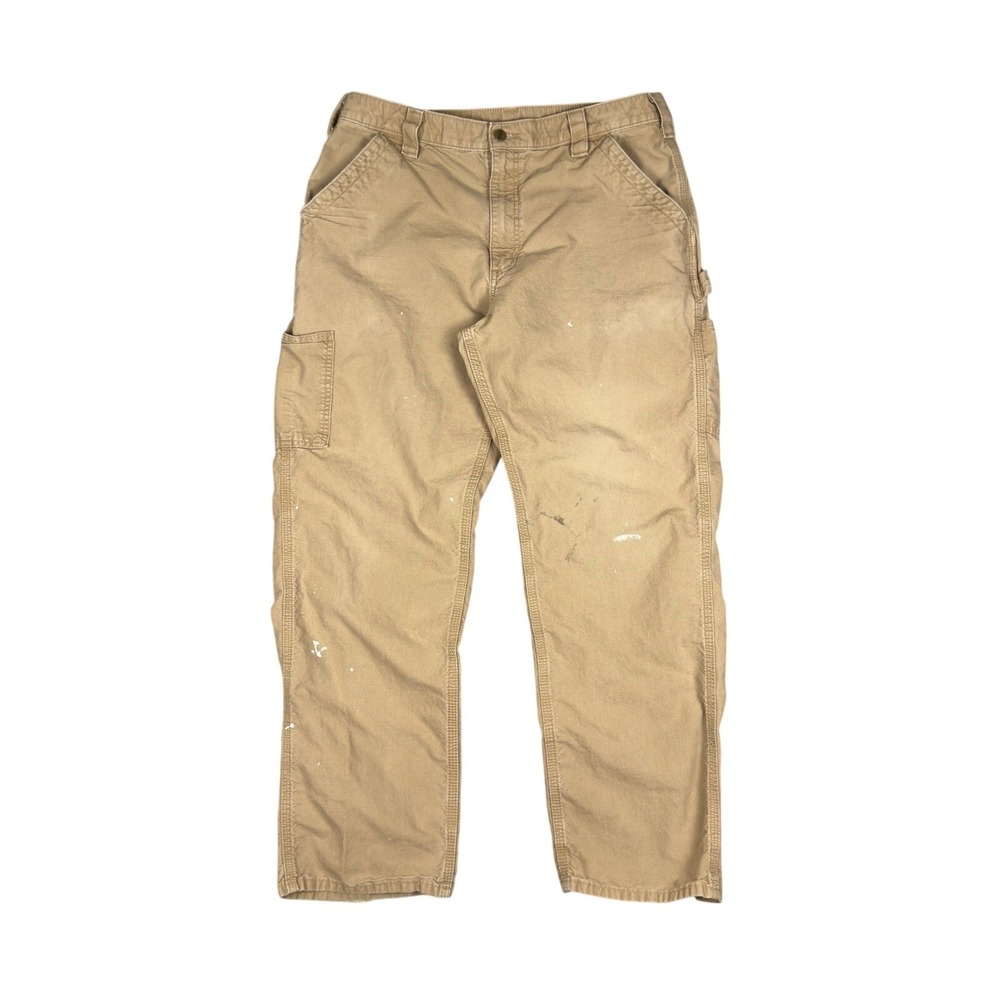 Carhartt Carpenter Pants 36x32 Khaki Dungaree Fit Distressed Workwear Trousers‎